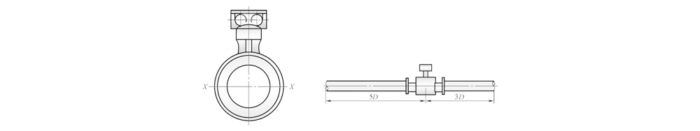 Figura 2-11 Instalación mecánica del caudalímetro electromagnético