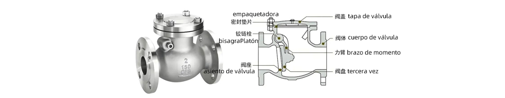 Válvula de retención oscilante de acero inoxidable DN50